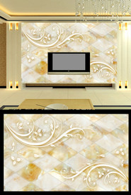 艺术花纹电视背景墙