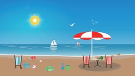 阳光大海沙滩太阳伞沙滩椅