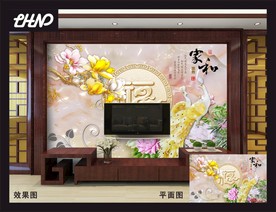 3D电视客厅背景墙