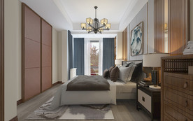 卧室效果图  室内设计 新中式