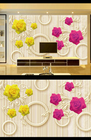 玫瑰花朵背景墙