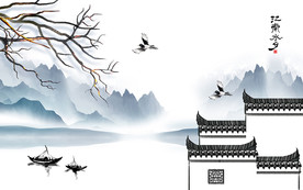 江南水乡新中式电视背景墙