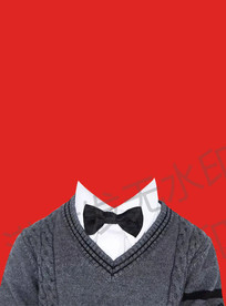 小男孩戴领结证件照衣服模板