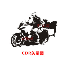 骑摩托的男人骑行剪影CDR矢量