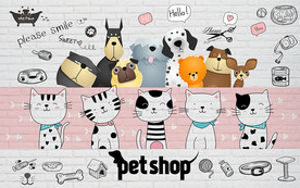 砖墙猫咪宠物店工装背景墙