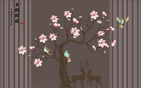 玉树临风浮雕装饰画背景墙