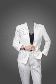 女性白色形象照全身半身证件照衣