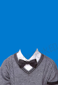 男孩领结证件照模板