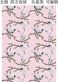 中国风花鸟图 仙鹤 梅花 背景