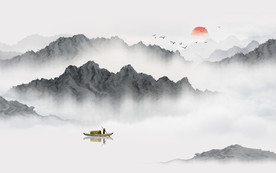 中式水墨山水画