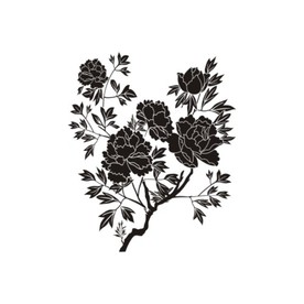 牡丹花剪影雕刻图CDR矢量图