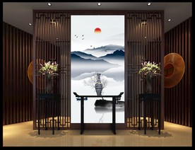 意境山水玄关装饰画