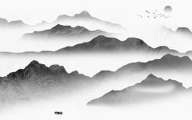 最新山水画无框画 TIF分层