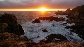 超清日出海面大海惊涛拍岸