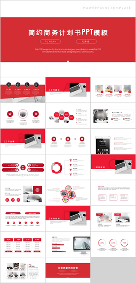 红色大气商务计划书PPT