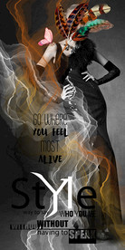 抽象画羽毛时尚美女装饰画玄关