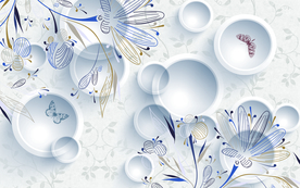 温馨花卉3D立体电视背景墙