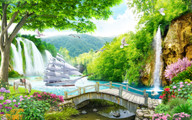 一帆风顺景背景墙