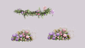 婚礼粉紫绿花艺素材