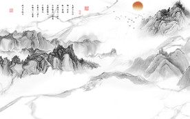 酒店山水无框画 TIF分层