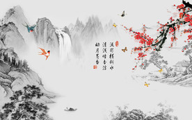 国画新欧式无框画 TIF分层