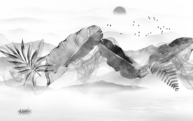 叶子山水无框画 TIF分层