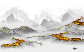 中式无框山水画 tif分层