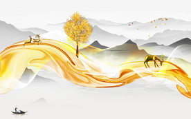 大气无框山水画 tif分层