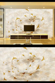 金色飞鸟背景墙