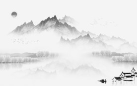 中国风新无框山水画 tif分层