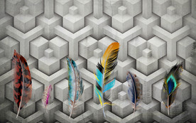 羽毛现代背景墙画 tif分层