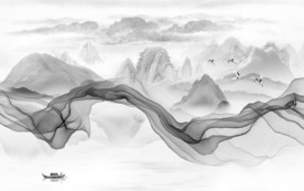 线条 新无框山水画 tif分层