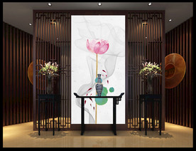 写意水墨荷花玄关画