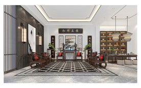 中式接待客厅效果图