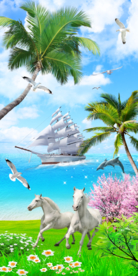 一帆风顺马到成功风景玄关