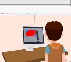一个男孩在看枪击视频5秒