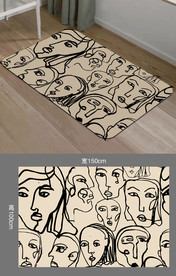 毕加索抽象人脸地毯