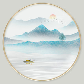 中式水墨山水画