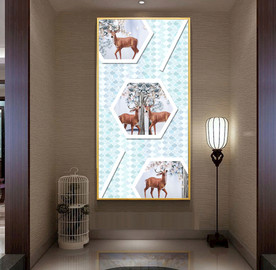 个性麋鹿玄关背景墙