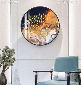 新中式水墨抽象圆形挂画