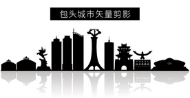 包头城市矢量剪影