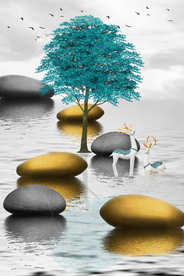 麋鹿玄关装饰画