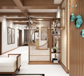 新中式 客厅 北欧 实木屏风