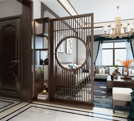 新中式 客厅 北欧 实木屏风