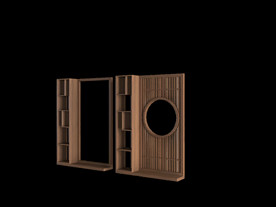 新中式 客厅 实木屏风透明图