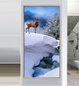 麋鹿山水玄关背景墙