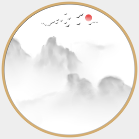 圆形山水画圆形水墨画
