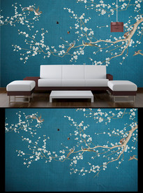 花鸟电视背景墙