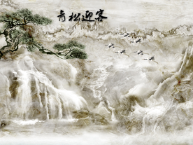 迎客大理石纹山水背景图