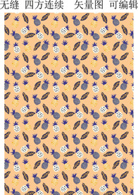 菠萝夏季水果图案 热带水果印花